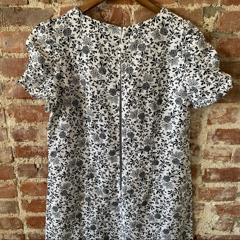 NWT LOFT Floral Ruched Short Sleeve Mini Shift Dress 14 - Picture 11 of 12